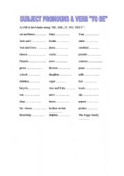 English Worksheet: Subject Pronouns & the Verb 