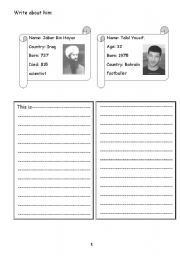 English Worksheet: Write about him
