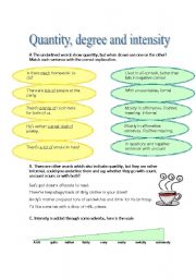 English Worksheet: Quantity, degree and intensity