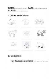 English worksheet: Animals worksheet