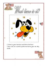English Worksheet: dog clock