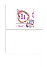 English Worksheet: mothers day card