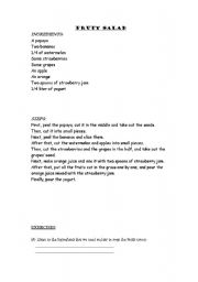 English Worksheet: Making Fruit Salad at the easy way