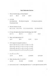 English Worksheet: Math Review for Teenagers