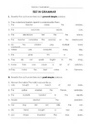 English worksheet: Passive voice test intermediate