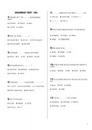 English Worksheet: Grammar test 05   with answer keys