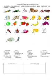 English Worksheet: COUNTABLE AND UNCOUNTABLE NOUNS