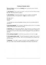 English Worksheet: FRIENDLY OR INFORMAL LETTERS