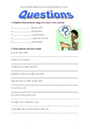 English Worksheet: Questions