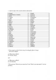 English worksheet: Nationality