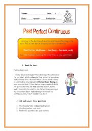 English Worksheet: Past Perfect Continuous 