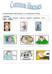 English Worksheet: common illnesses