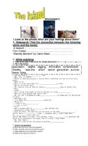 English Worksheet: The Island- Video Class- Worsheet 3. Up to the end