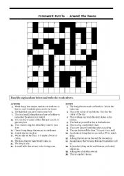 English Worksheet: crossword puzzle-around the house