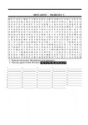 English Worksheet: Word search  Vocabulary 