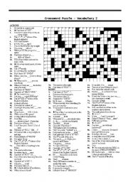 English Worksheet: Crossword Puzzle  Vocabulary 