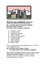 English Worksheet: There is & There are + town vocabulary