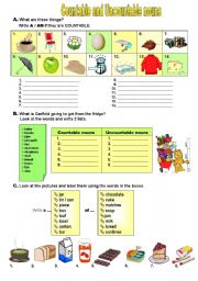 English Worksheet: Countable & Uncountable Nouns