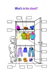 English Worksheet: Whats in his closet?