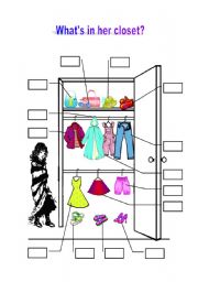 English Worksheet: Whats in her closet?