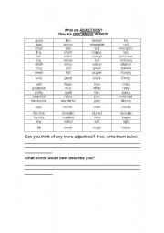 English worksheet: Adjective List