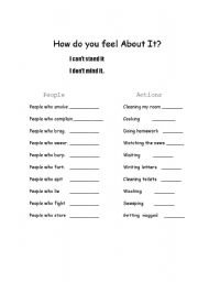 English Worksheet: How Do You Feel About?