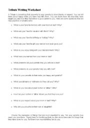 English Worksheet: Honoring Your Parents-Writing A Tribute