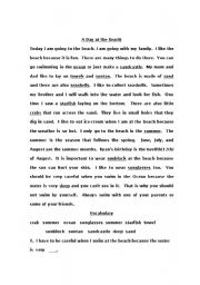 English Worksheet: A Day at the Beach
