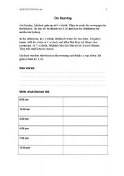 English worksheet: On Sunday