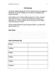 English Worksheet: On Sunday