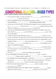 English Worksheet: Mixed conditionals