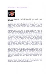 English Worksheet: No Smoking Please! (READING FIRST PART)