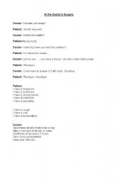 English Worksheet: Roleplay - At the Doctors Surgery