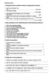 English worksheet: Round up test - elementary