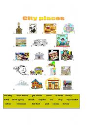 English Worksheet: City places