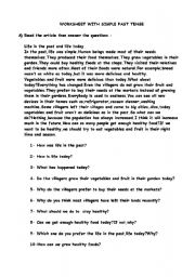 English Worksheet: reading and writing with past tense