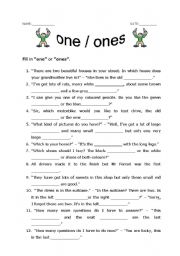 English Worksheet: One or ones