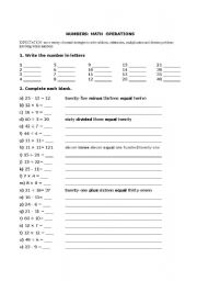English worksheet: Math Operations