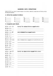 English Worksheet: Math Operations