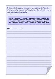 English worksheet: Pen Friend Writing