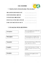 English worksheet: The atmosphere