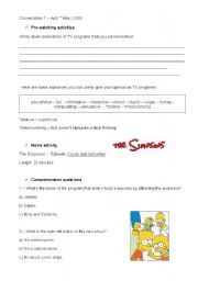 English worksheet: Conversation class  based on the Simpsons episode 