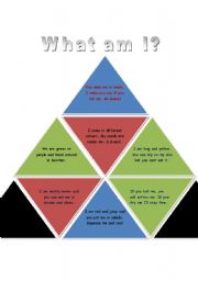 English worksheet: What am I? 