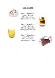 English Worksheet: Food and drink song