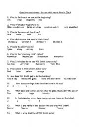 Questions worksheets - Men in Black