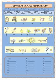 English Worksheet: Prepositions of place and movement