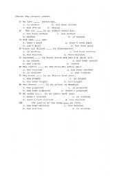 English Worksheet: Present / Past / Perfect Tenses Passive