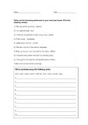 English worksheet: Verbs