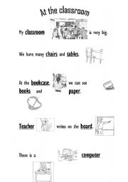 English Worksheet: Classroom - reading