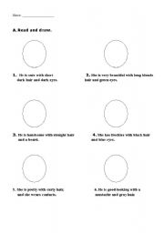 English worksheet: Read and draw the face